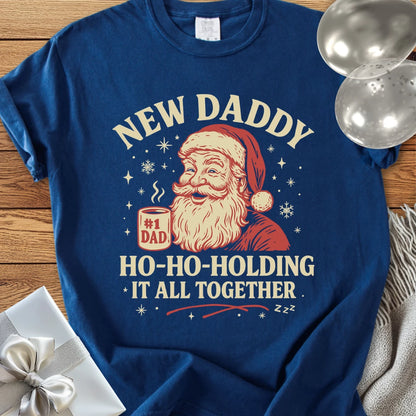 New Daddy, Ho-Ho-Holding it All Together - Premium Christmas T-Shirt
