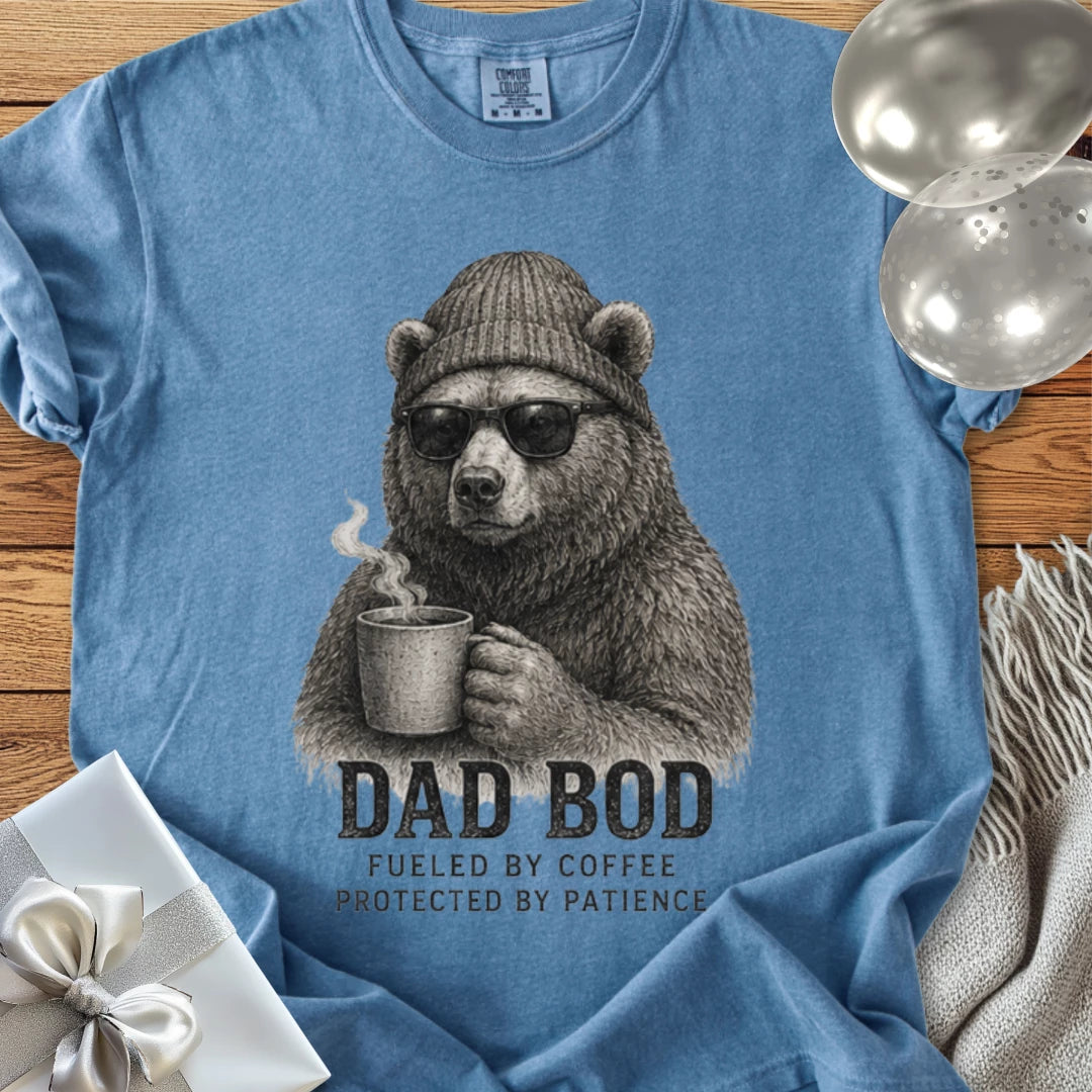 Dad Bod: Fueled by Coffee, Protected by Patience - Premium Parenting T-Shirt