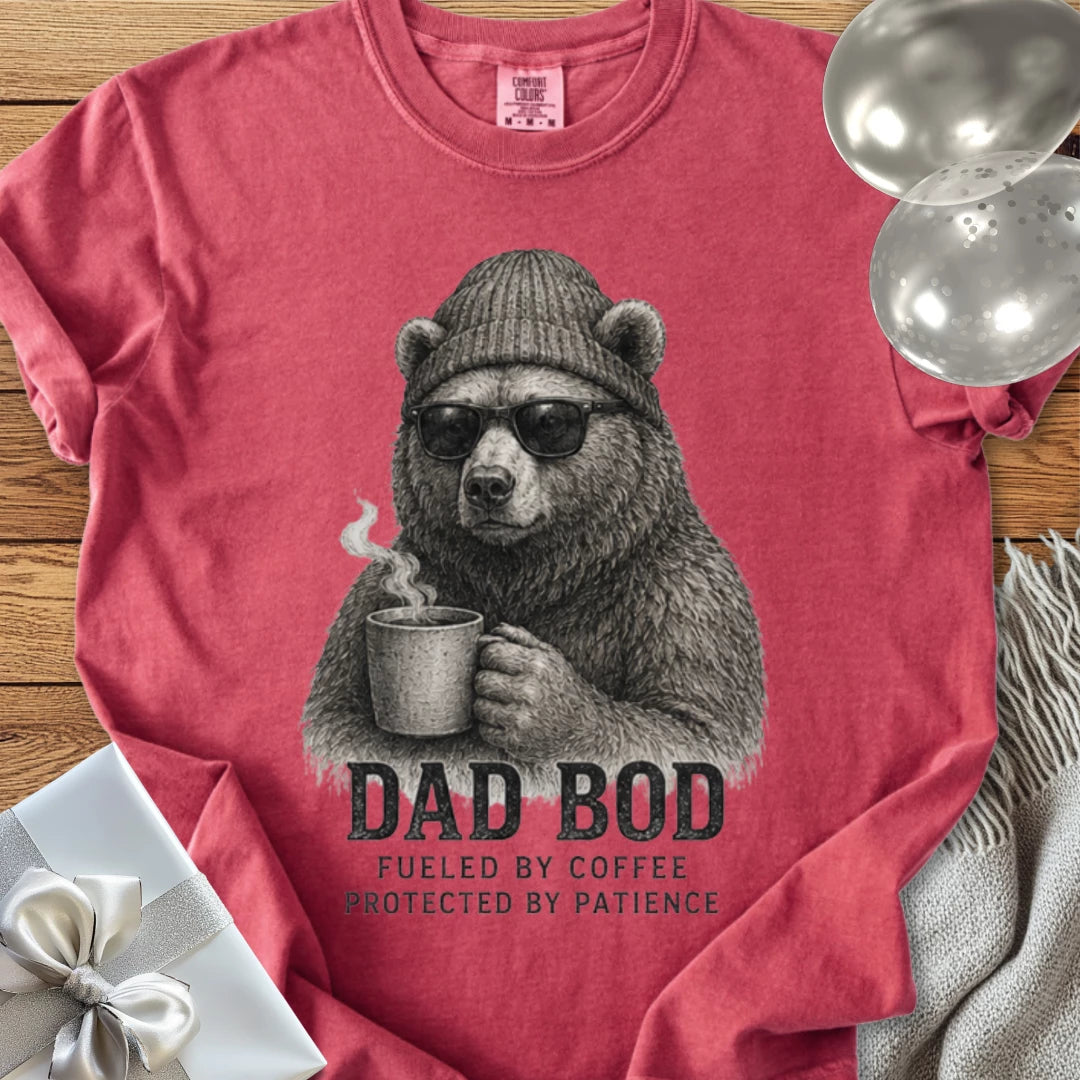 Dad Bod: Fueled by Coffee, Protected by Patience - Premium Parenting T-Shirt