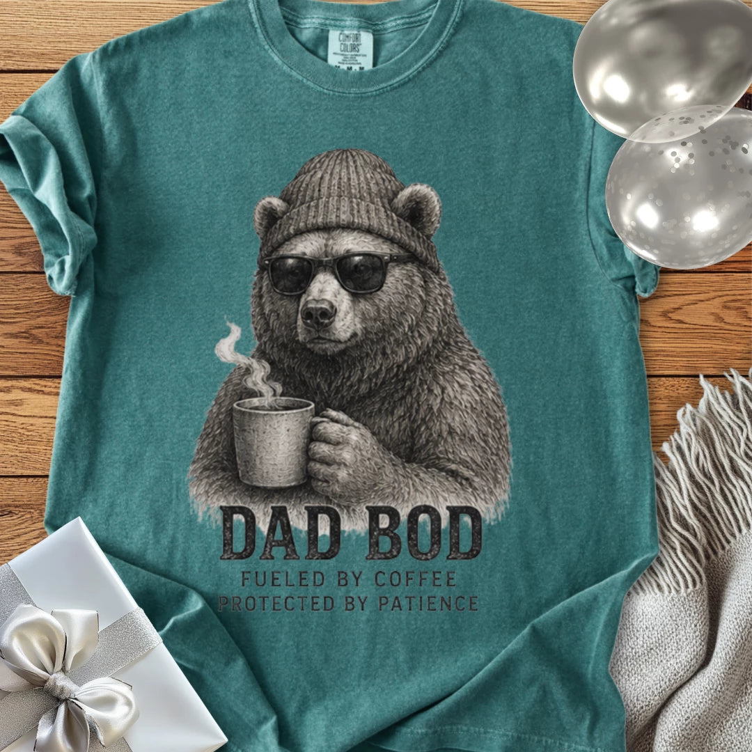 Dad Bod: Fueled by Coffee, Protected by Patience - Premium Parenting T-Shirt