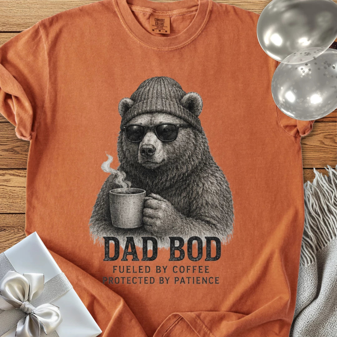 Dad Bod: Fueled by Coffee, Protected by Patience - Premium Parenting T-Shirt