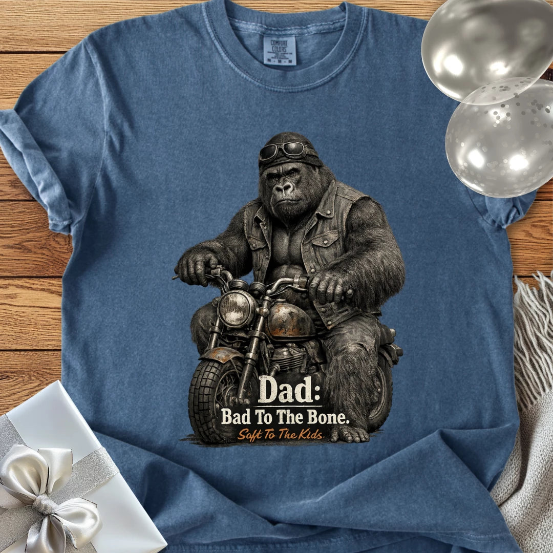 Dad: Bad To The Bone, Soft to the Kids - Premium Parenting T-Shirt