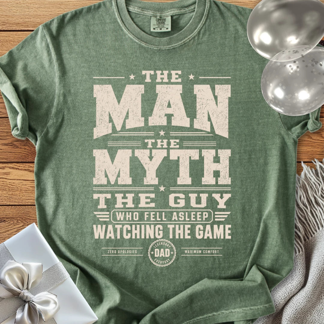 Dad, The Man The Myth The Guy Who Fell Asleep Watching The Game - Premium T-Shirt