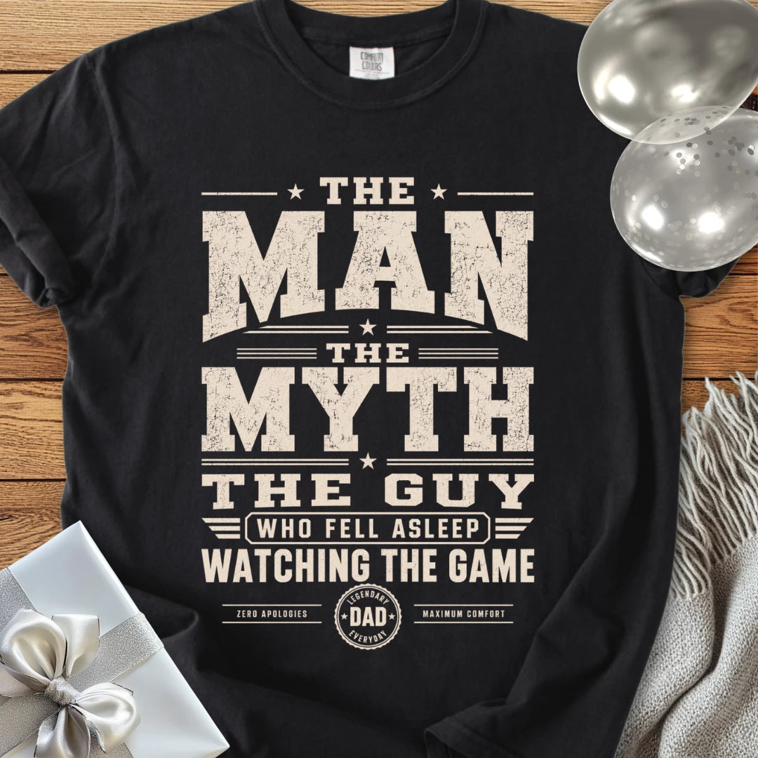 Dad, The Man The Myth The Guy Who Fell Asleep Watching The Game - Premium T-Shirt