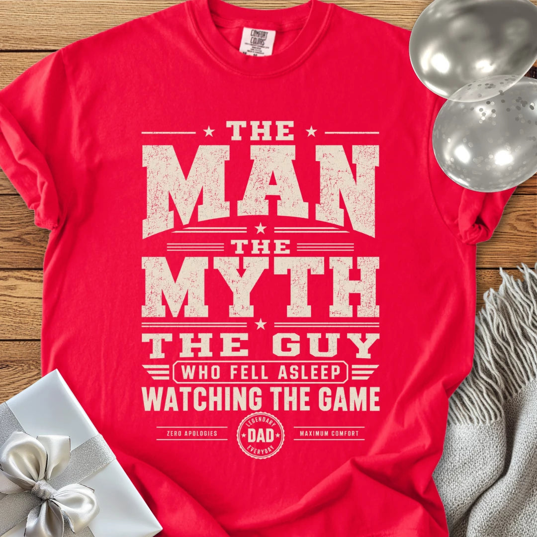 Dad, The Man The Myth The Guy Who Fell Asleep Watching The Game - Premium T-Shirt