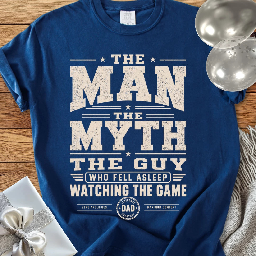 Dad, The Man The Myth The Guy Who Fell Asleep Watching The Game - Premium T-Shirt