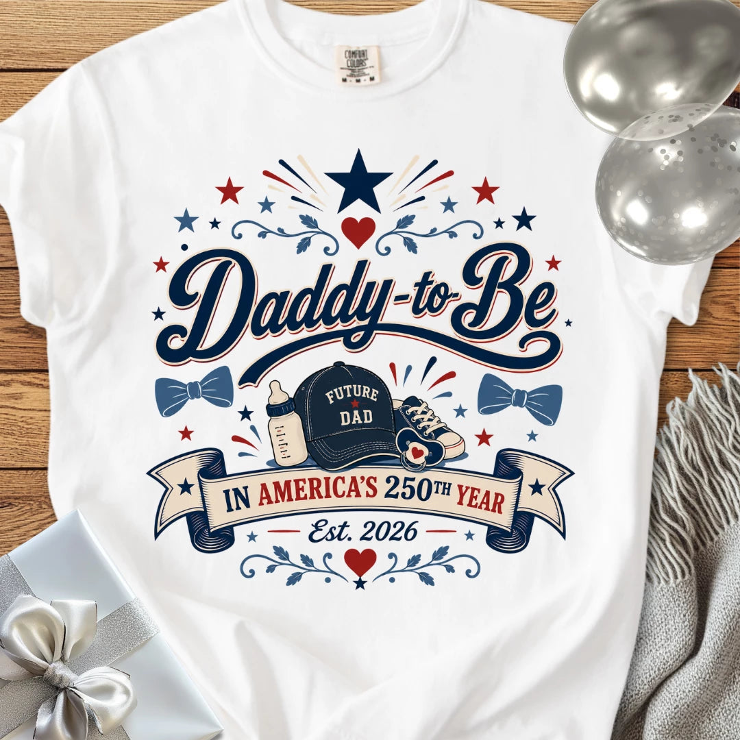 Daddy-to-Be In America's 250th Year - Premium America 250 T-Shirt