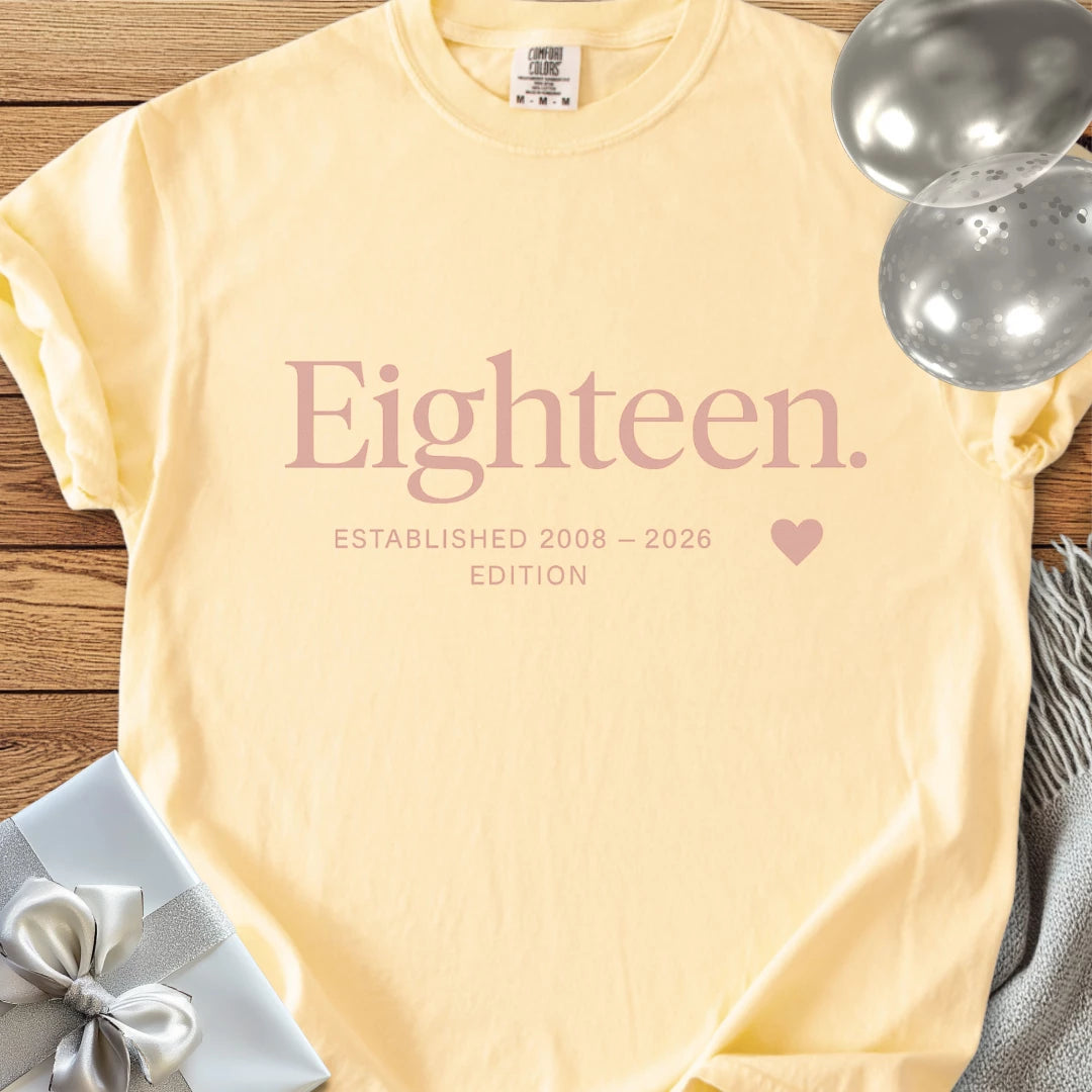 Eighteen. Established 2008 - 2026 Edition - Premium 18th Birthday T-Shirt
