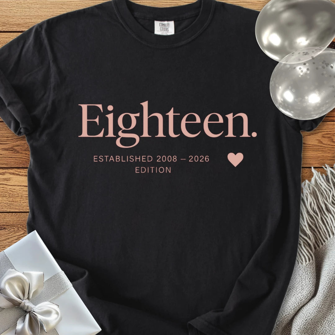 Eighteen. Established 2008 - 2026 Edition - Premium 18th Birthday T-Shirt