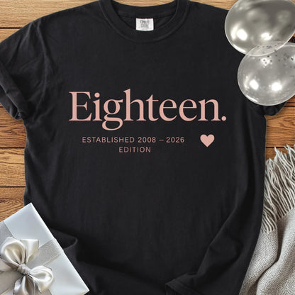 Eighteen. Established 2008 - 2026 Edition - Premium 18th Birthday T-Shirt