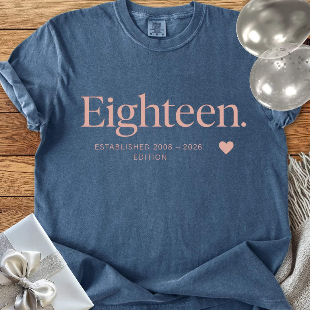 Eighteen. Established 2008 - 2026 Edition - Premium 18th Birthday T-Shirt