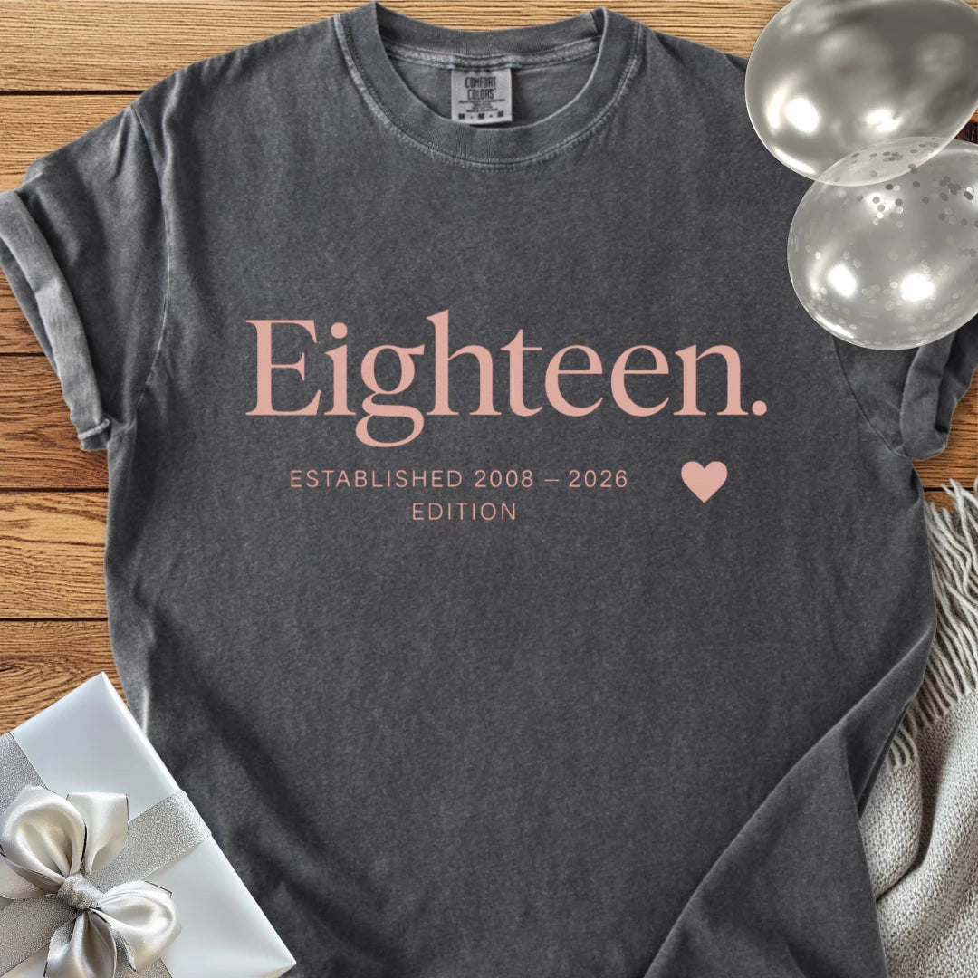 Eighteen. Established 2008 - 2026 Edition - Premium 18th Birthday T-Shirt