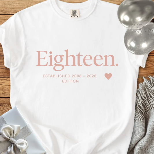 Eighteen. Established 2008 - 2026 Edition - Premium 18th Birthday T-Shirt