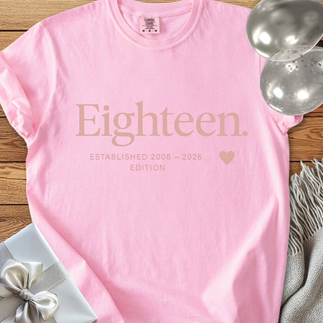 Eighteen. Established 2008 - 2026 Edition - Premium 18th Birthday T-Shirt