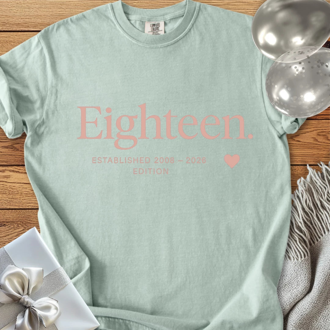 Eighteen. Established 2008 - 2026 Edition - Premium 18th Birthday T-Shirt