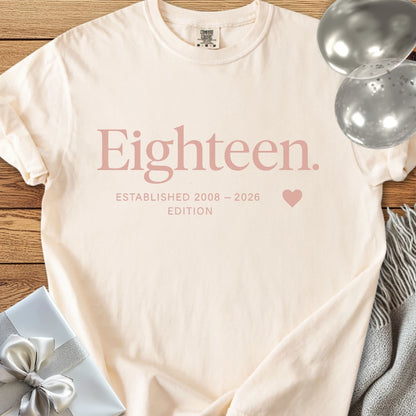 Eighteen. Established 2008 - 2026 Edition - Premium 18th Birthday T-Shirt