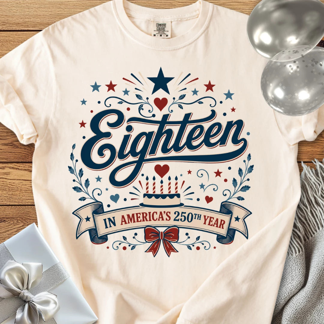 Eighteen In America's 250th Year - Premium America 250 Birthday T-Shirt