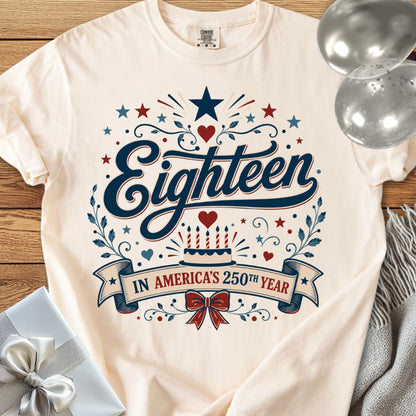 Eighteen In America's 250th Year - Premium America 250 Birthday T-Shirt