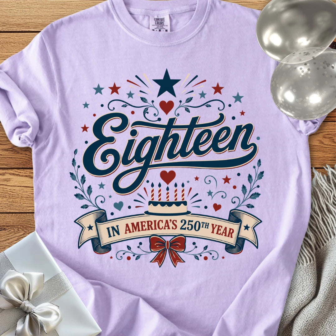 Eighteen In America's 250th Year - Premium America 250 Birthday T-Shirt