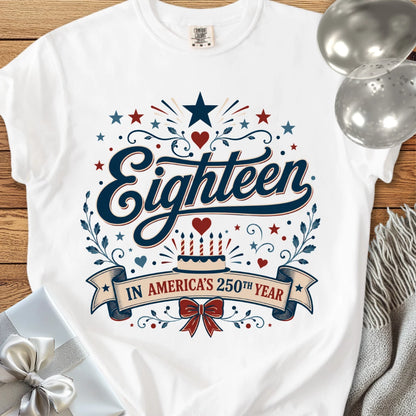 Eighteen In America's 250th Year - Premium America 250 Birthday T-Shirt