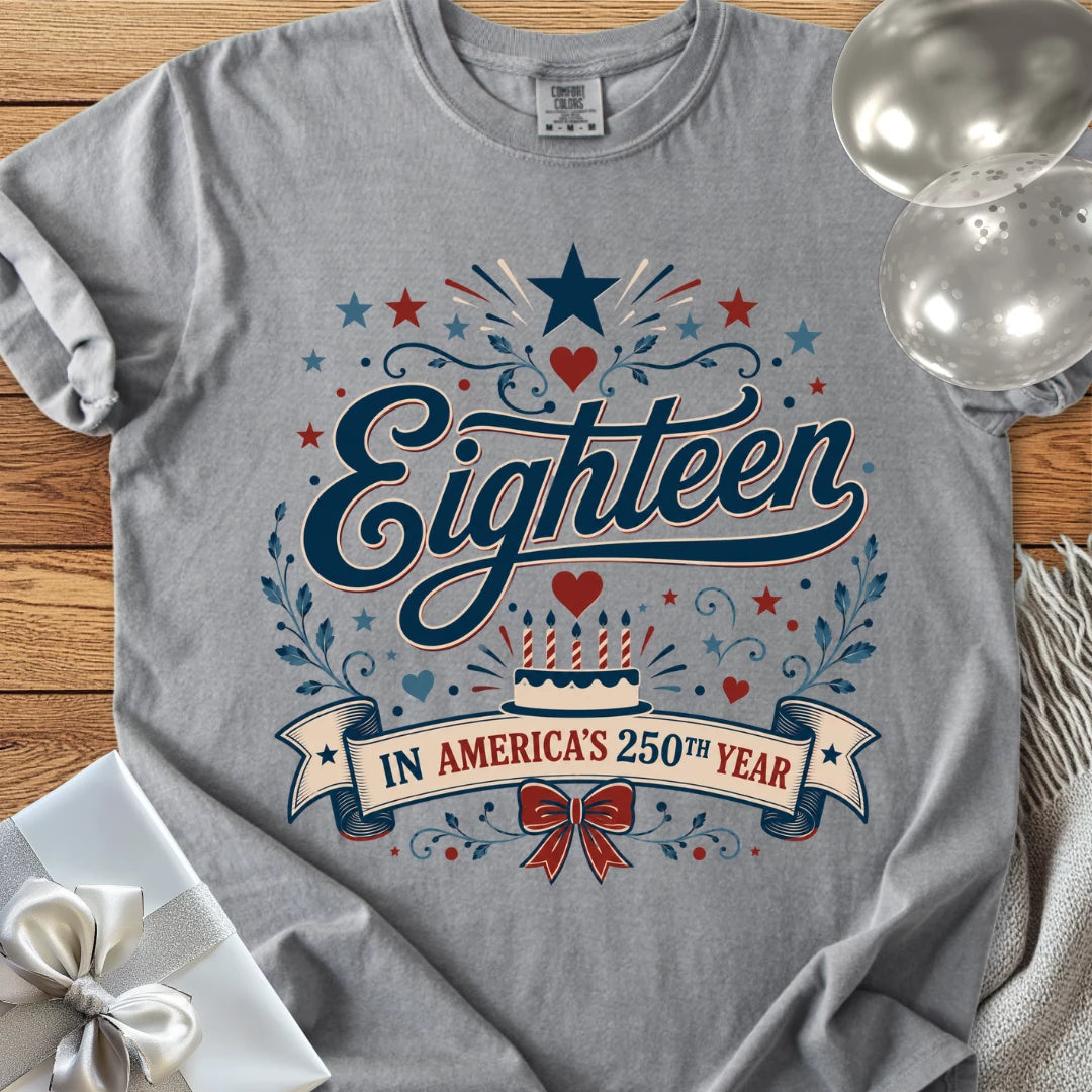 Eighteen In America's 250th Year - Premium America 250 Birthday T-Shirt