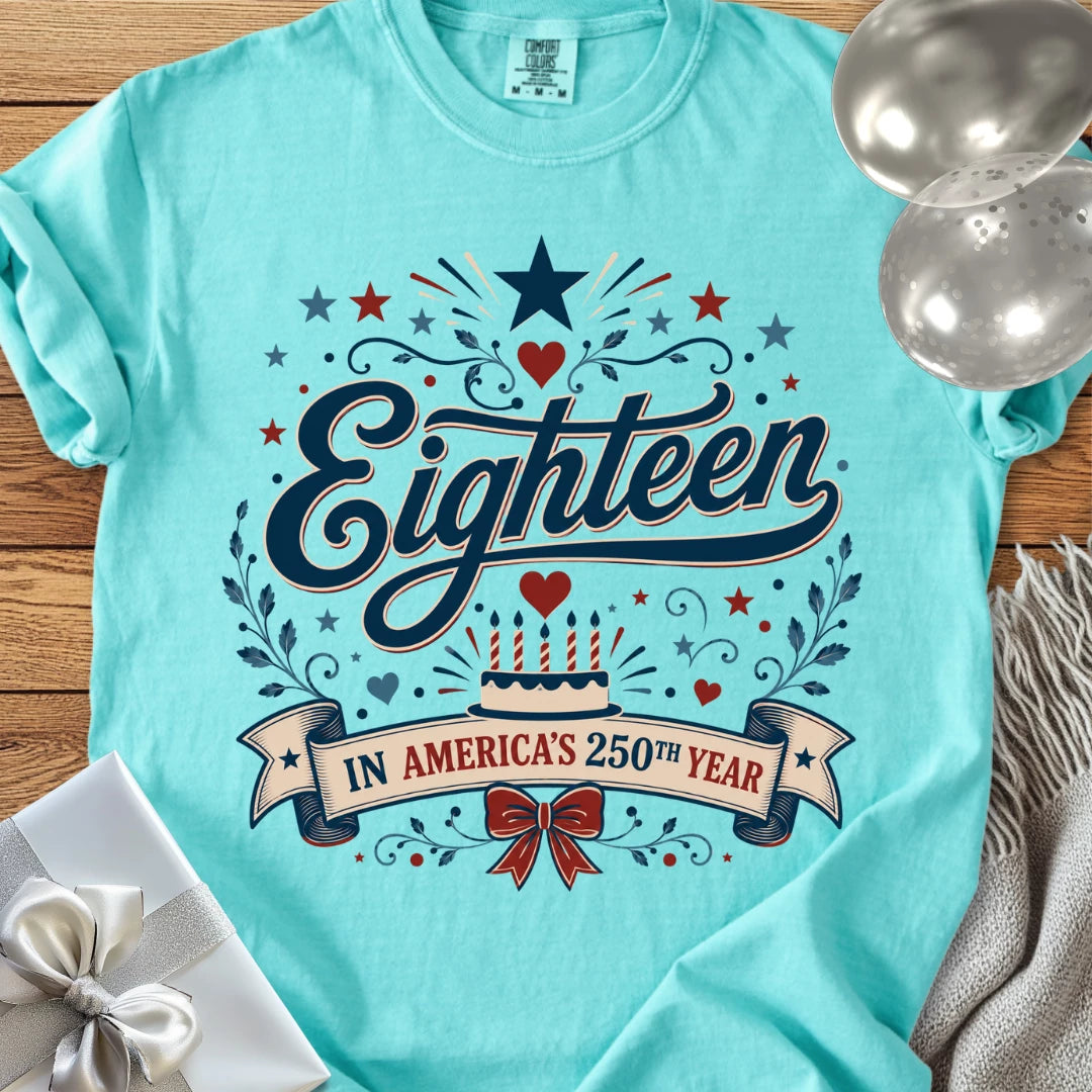 Eighteen In America's 250th Year - Premium America 250 Birthday T-Shirt