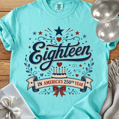 Eighteen In America's 250th Year - Premium America 250 Birthday T-Shirt