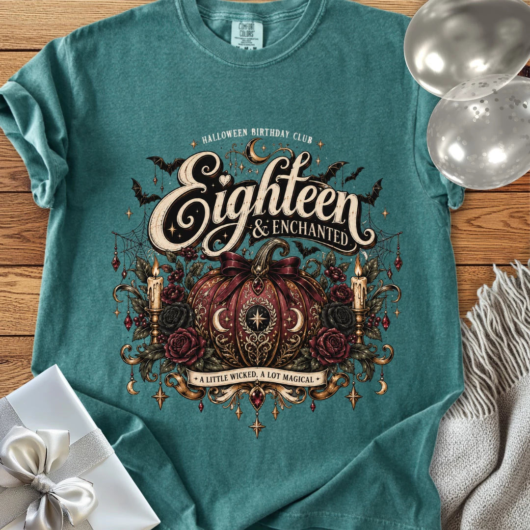 Eighteen & Enchanted - Premium Halloween 18th Birthday T-Shirt