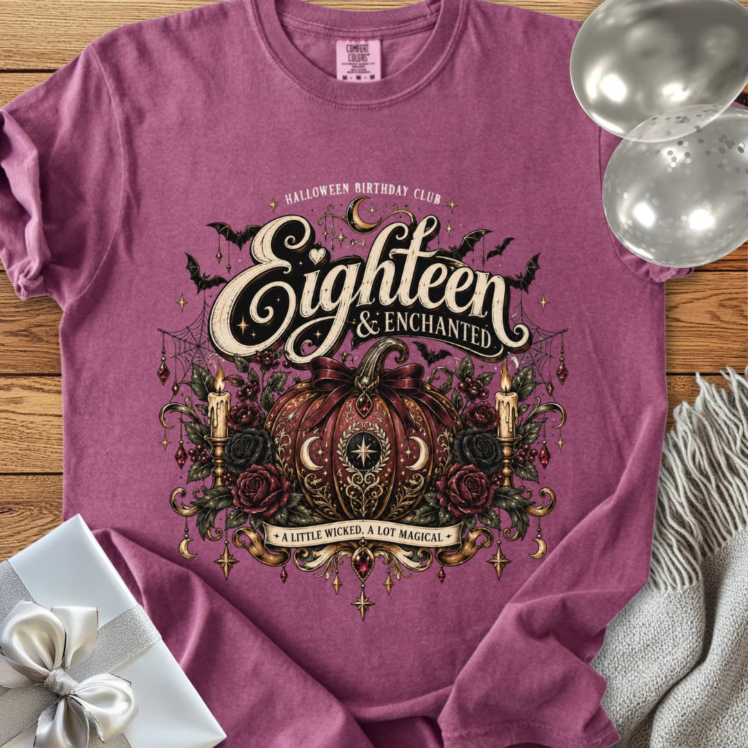 Eighteen & Enchanted - Premium Halloween 18th Birthday T-Shirt