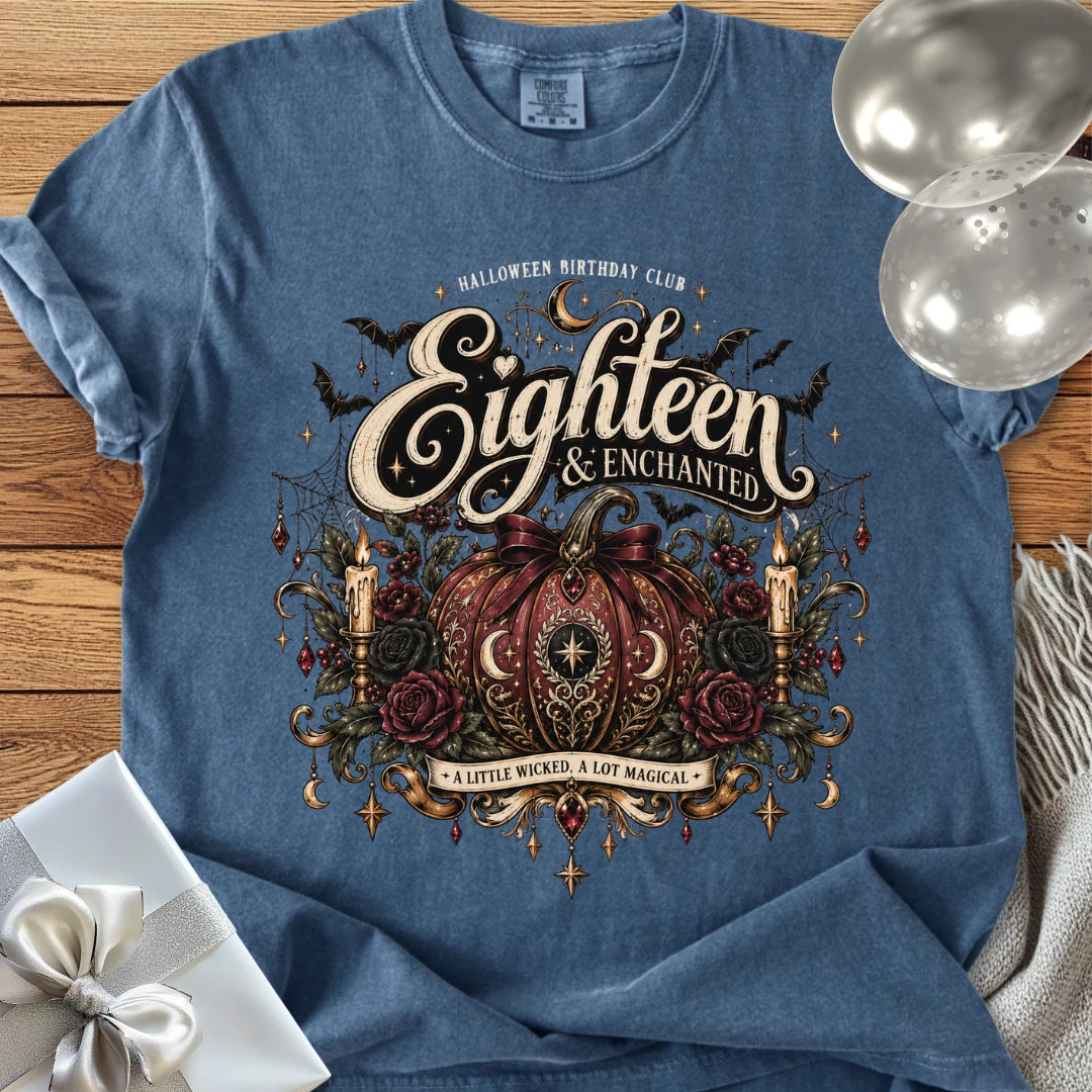 Eighteen & Enchanted - Premium Halloween 18th Birthday T-Shirt