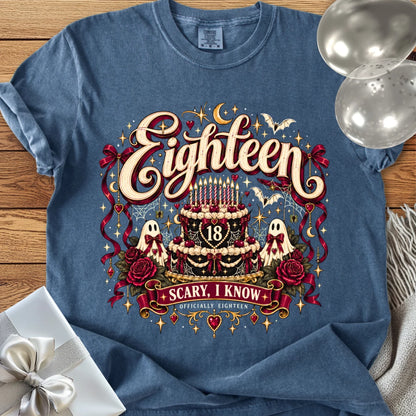 Eighteen - Scary, I Know - Premium Halloween 18th Birthday T-Shirt