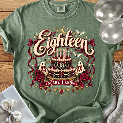 Eighteen - Scary, I Know - Premium Halloween 18th Birthday T-Shirt