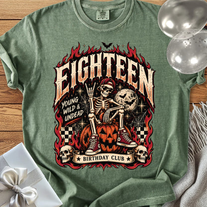 Eighteen, Young, Wild & Undead - Premium Halloween 18th Birthday T-Shirt