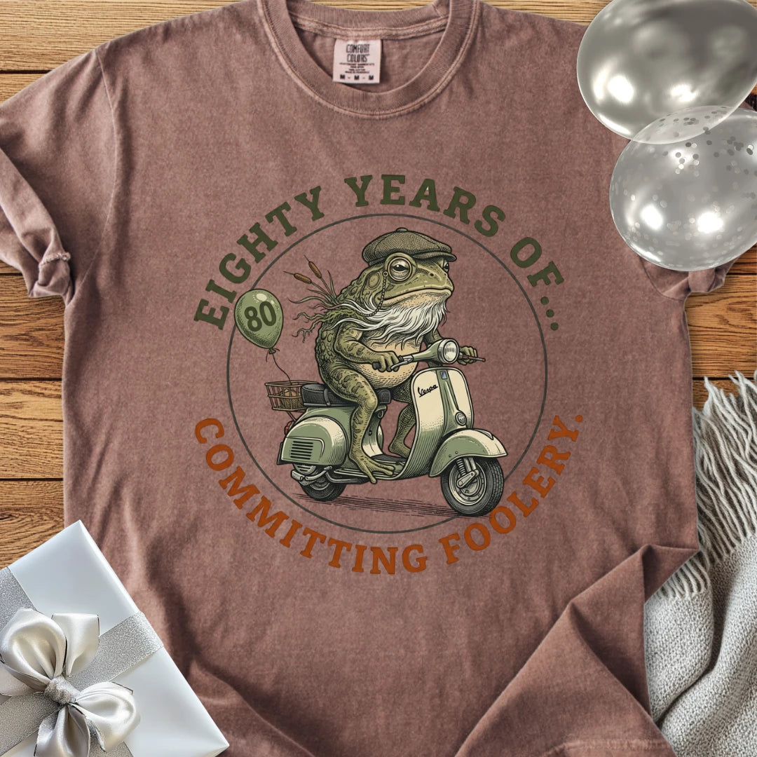 Eighty Years of Committing Foolery - Premium 80th Birthday T-Shirt
