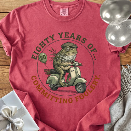 Eighty Years of Committing Foolery - Premium 80th Birthday T-Shirt