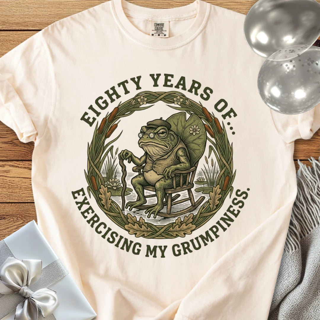 Eighty Years of Exercising My Grumpiness - Premium 80th Birthday T-Shirt