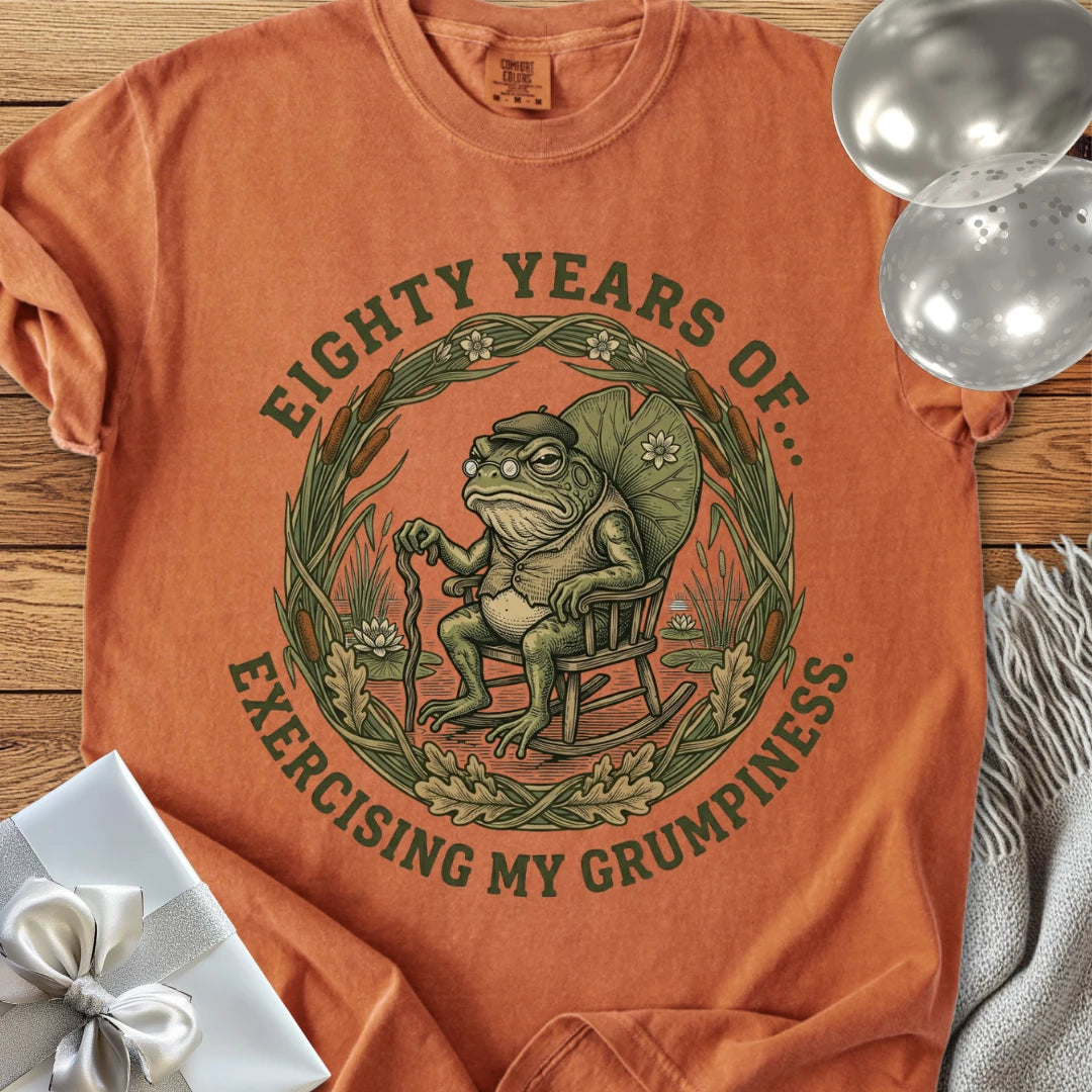 Eighty Years of Exercising My Grumpiness - Premium 80th Birthday T-Shirt