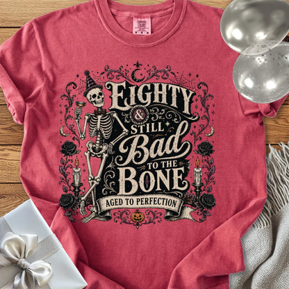 Eighty & Still Bad to the Bone - Premium Halloween 80th Birthday T-Shirt