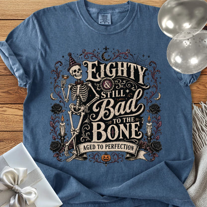Eighty & Still Bad to the Bone - Premium Halloween 80th Birthday T-Shirt