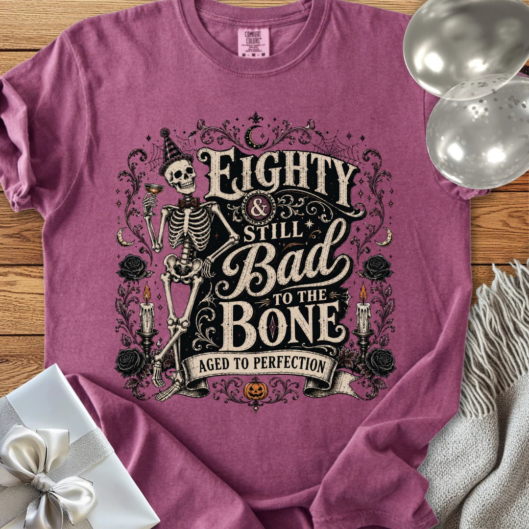 Eighty & Still Bad to the Bone - Premium Halloween 80th Birthday T-Shirt