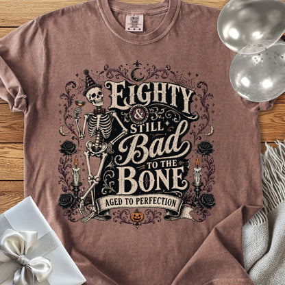 Eighty & Still Bad to the Bone - Premium Halloween 80th Birthday T-Shirt