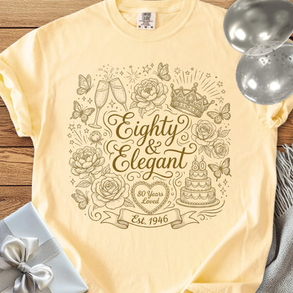 Eighty & Elegant, Est 1946 - Premium 80th Birthday T-Shirt