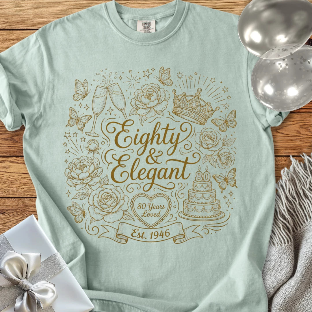 Eighty & Elegant, Est 1946 - Premium 80th Birthday T-Shirt