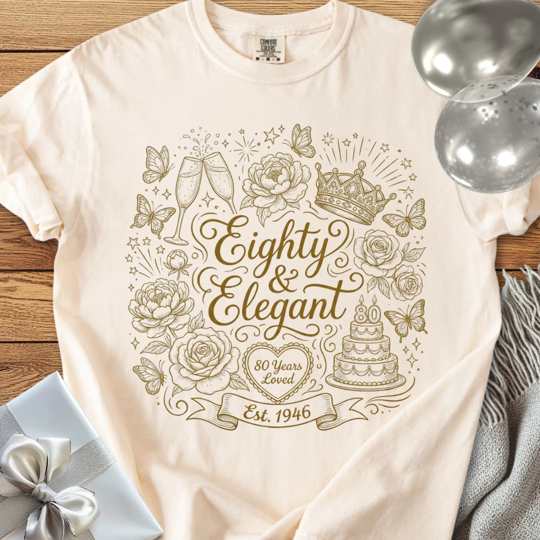 Eighty & Elegant, Est 1946 - Premium 80th Birthday T-Shirt