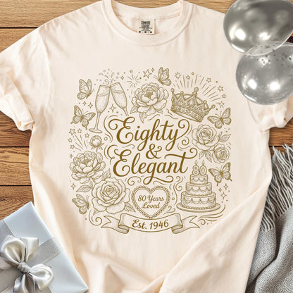 Eighty & Elegant, Est 1946 - Premium 80th Birthday T-Shirt