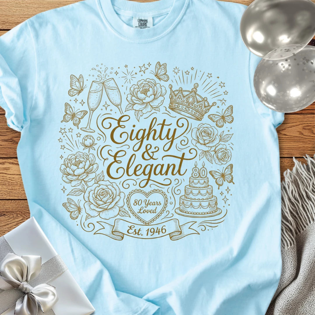 Eighty & Elegant, Est 1946 - Premium 80th Birthday T-Shirt