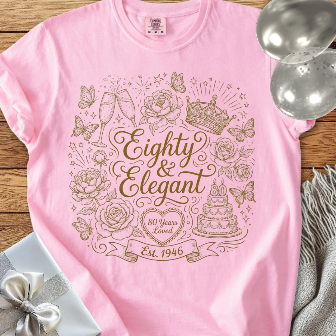 Eighty & Elegant, Est 1946 - Premium 80th Birthday T-Shirt