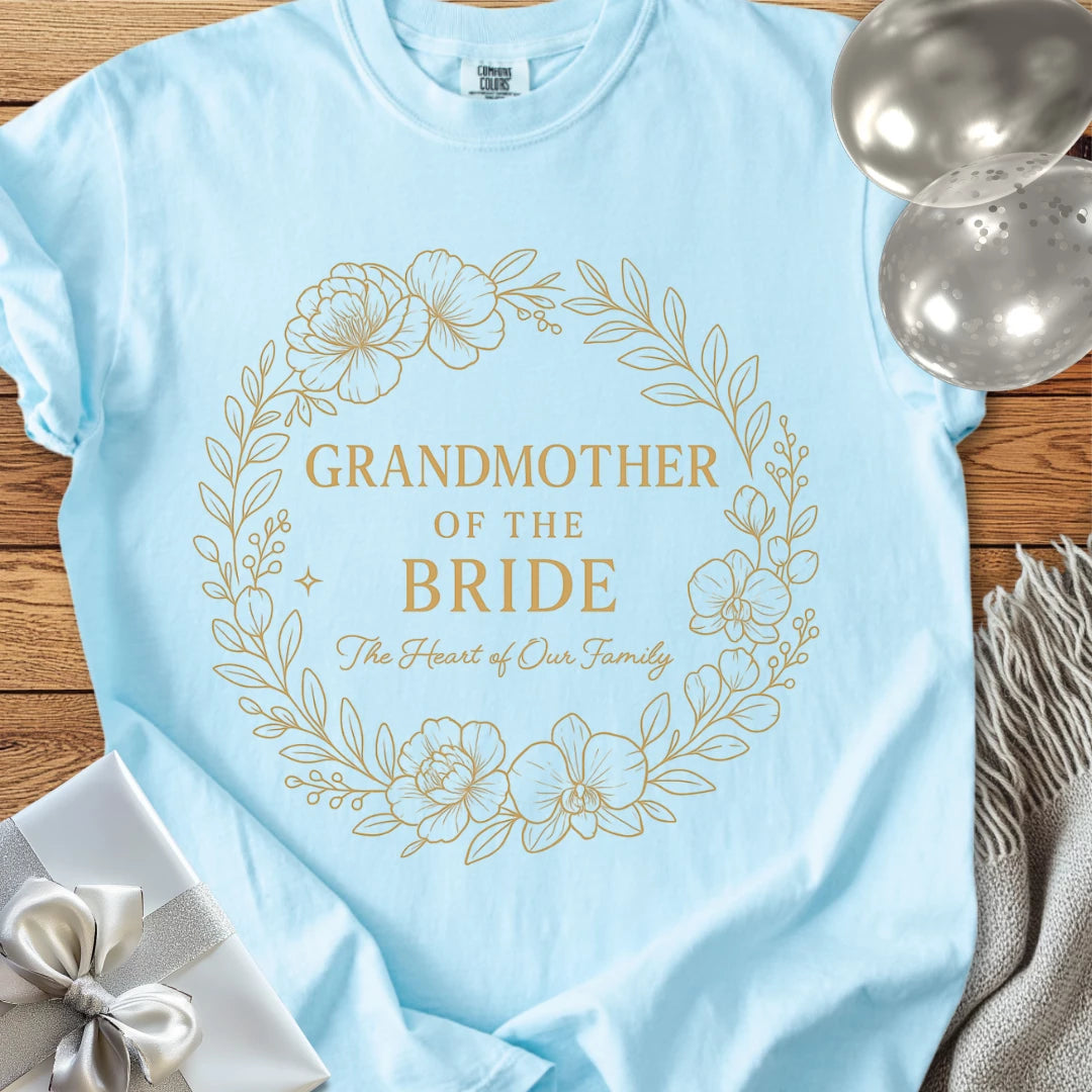 Grandmother of the Bride, The Heart of our Family - Premium Elegance Bridal Party T-Shirt