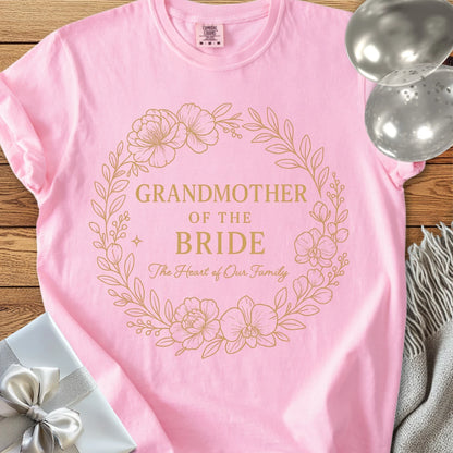 Grandmother of the Bride, The Heart of our Family - Premium Elegance Bridal Party T-Shirt