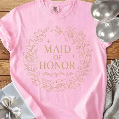 Maid of Honor, Always by Her Side - Premium Elegance Bridal Party T-Shirt